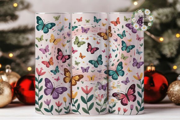 Butterfly Embroidery Tumbler Wrap Graphics
