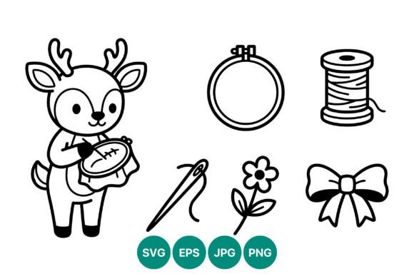 Cute Deer Embroidery Hoop Line Art Review