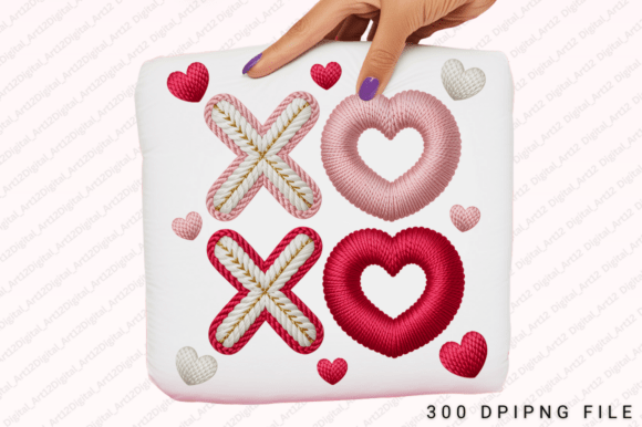 Cute Embroidery Xoxo Valentine PNG for Graphics and T-Shirt Designs