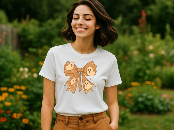 Cute Ghost Bow SVG: Graphics for T-Shirt Designs