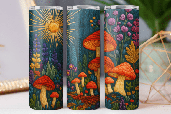 Embroidery Floral Graphics for Tumbler Wraps