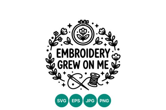 Embroidery Grew on Me: Floral Wreath Graphics & Illustrations