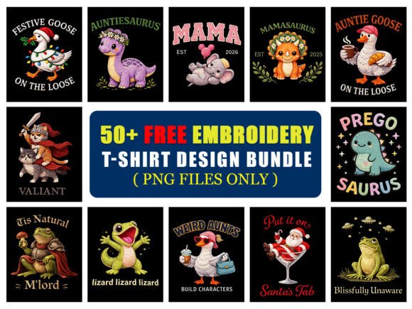 Embroidery T-Shirt PNG Bundle Free Graphics