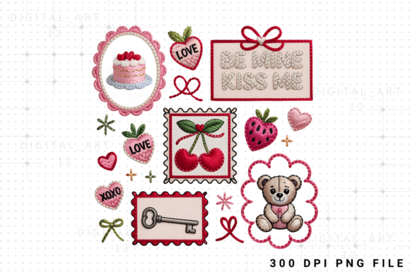 Embroidery Valentine Coquette Heart PNG Graphics