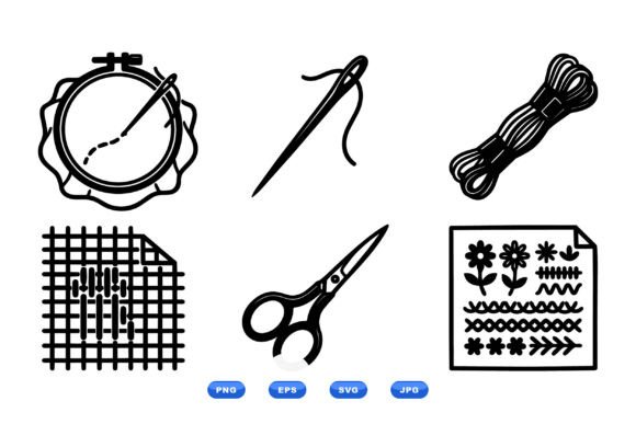 Hand Embroidery Icon Pack: Crafts Graphics