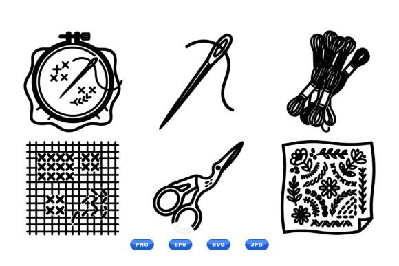 Hand Embroidery SVG Icons for Crafts and Graphics