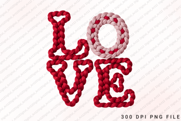 Love Knitted Embroidery PNG: Graphics for T-Shirt Designs