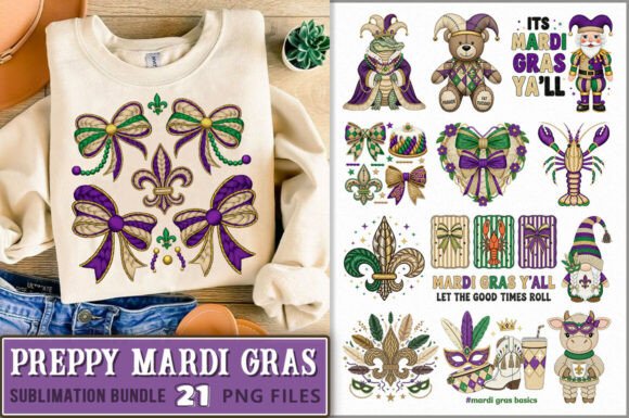 Mardi Gras Embroidery PNG Bundle: Graphics & Illustrations