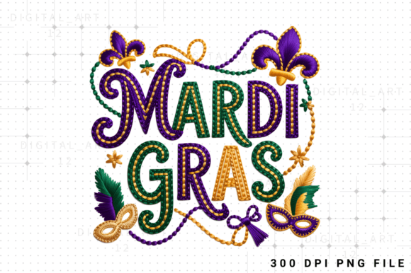 Mardi Gras Embroidery Sublimation Graphics for T-Shirt Designs