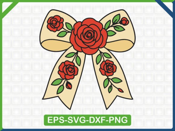 Red Rose Bow Embroidery SVG for Graphics & T-Shirt Designs