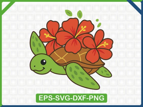 Turtle Hibiscus Graphics for T-Shirt Designs