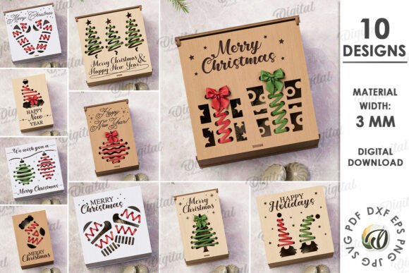 Winter Laser Cutting: Embroidery Gift Boxes Bundle